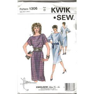 Pattern 1306 KWIK SEW Long Sleeve & Short Sleeve Dress XS - L